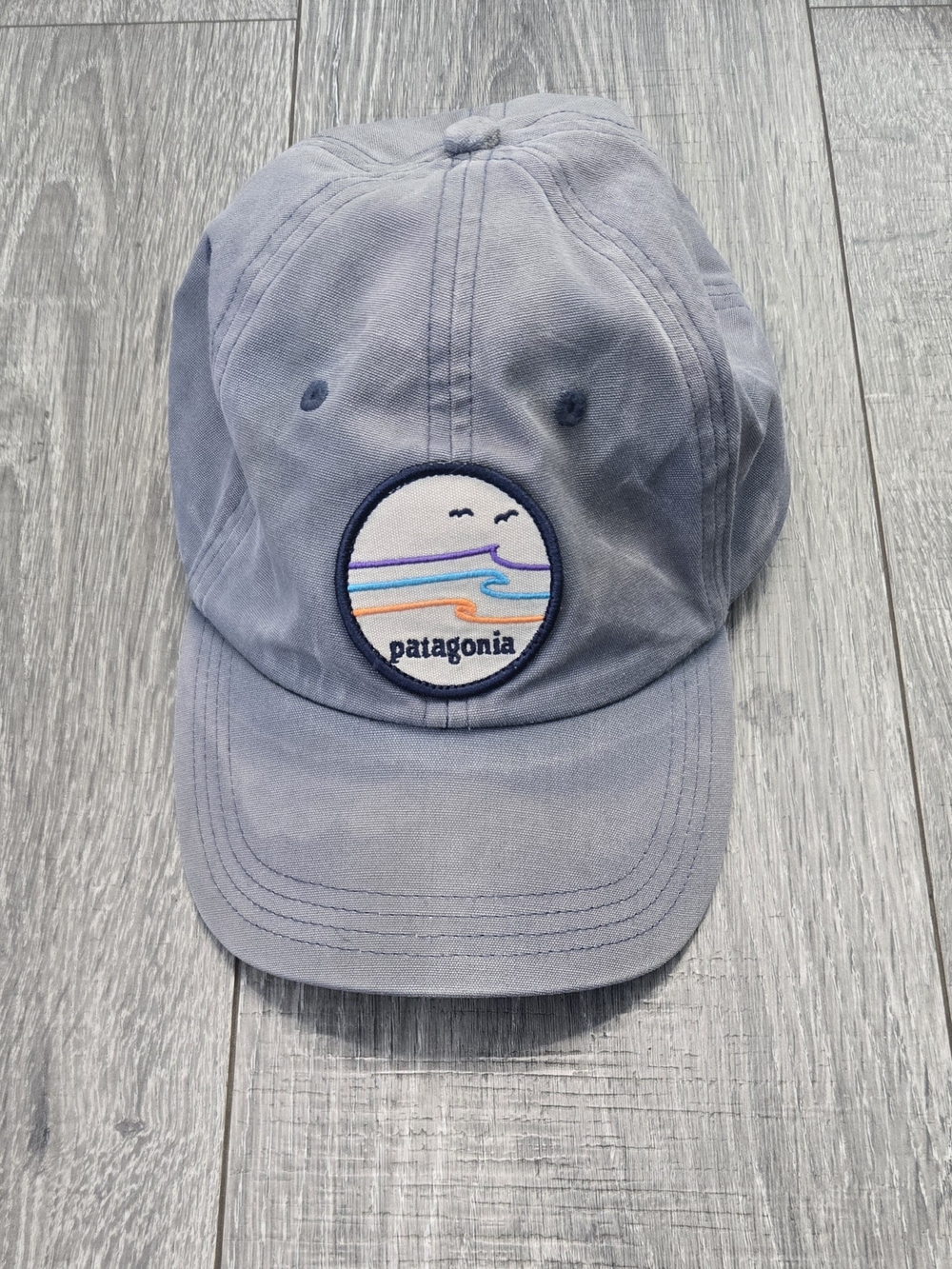 Patagonia Wave Patch Gray Adjustable Dad Hat Cap Outdoor Surf. #526